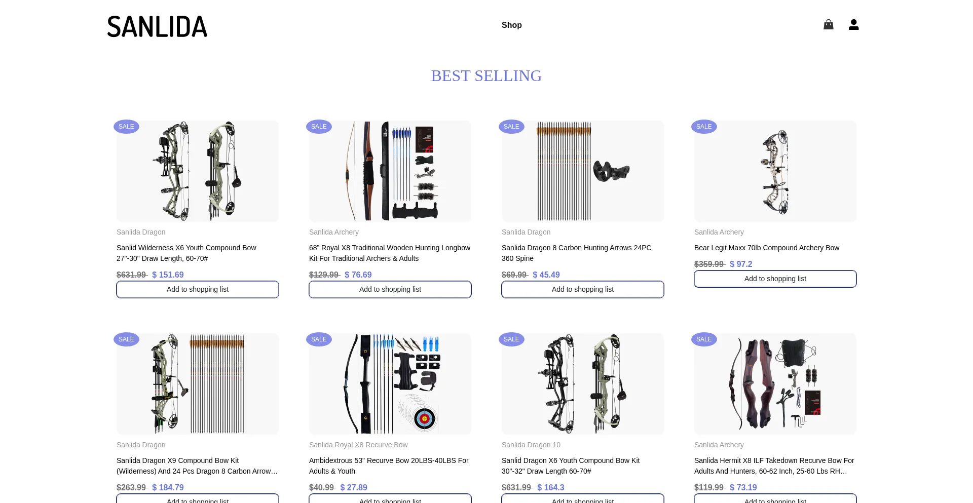 Website screenshot of Sanlidaworld.shop