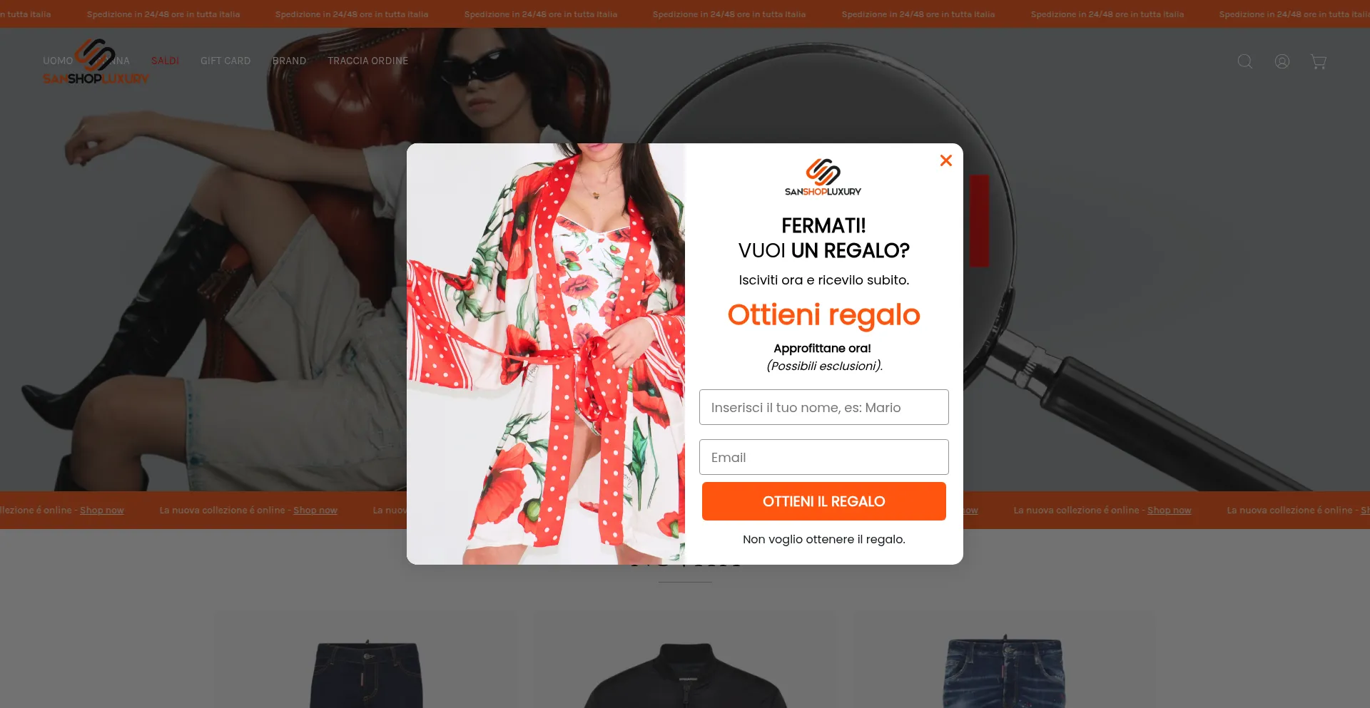Website screenshot of Sanshopluxury.com