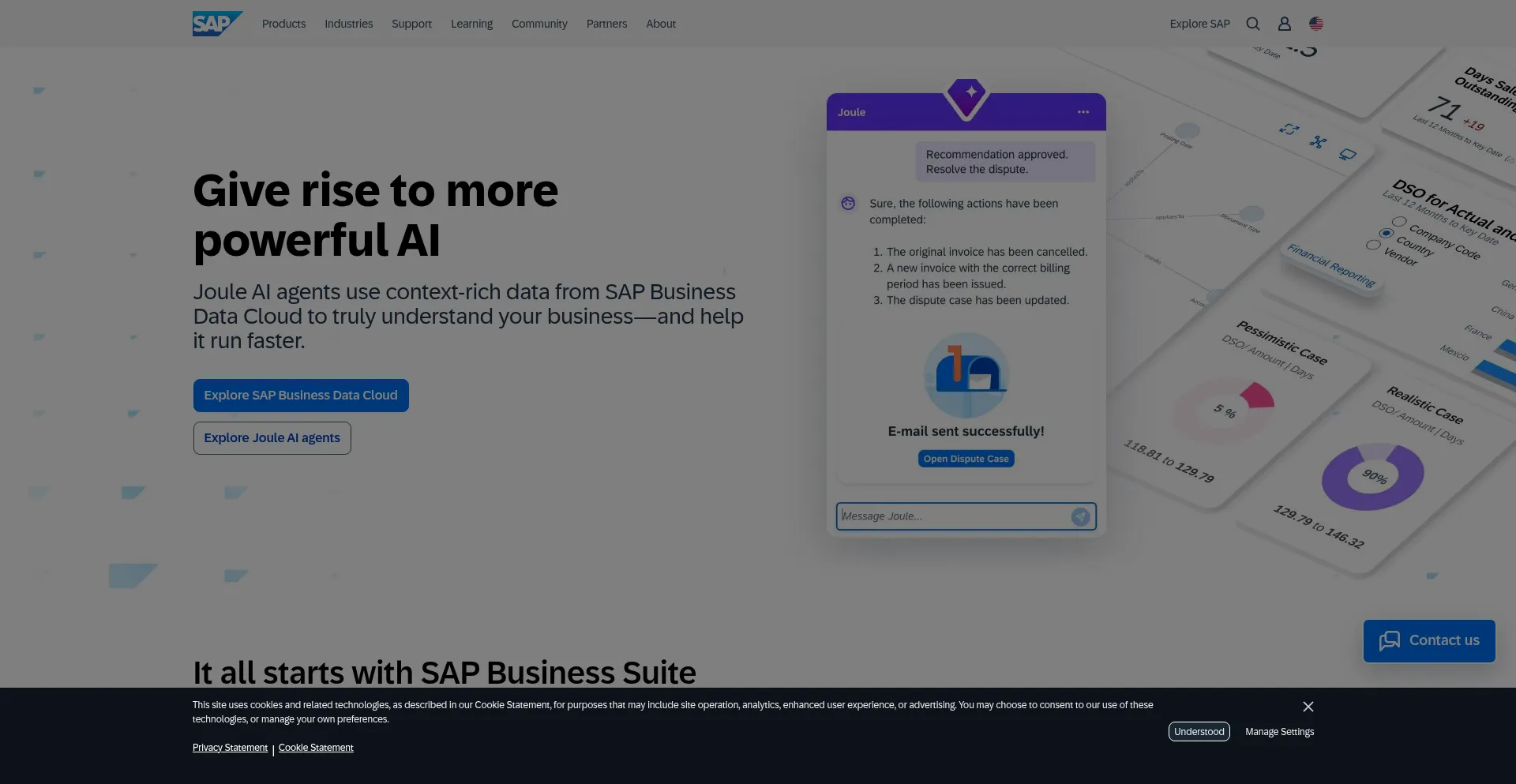 Website screenshot of Sap.com