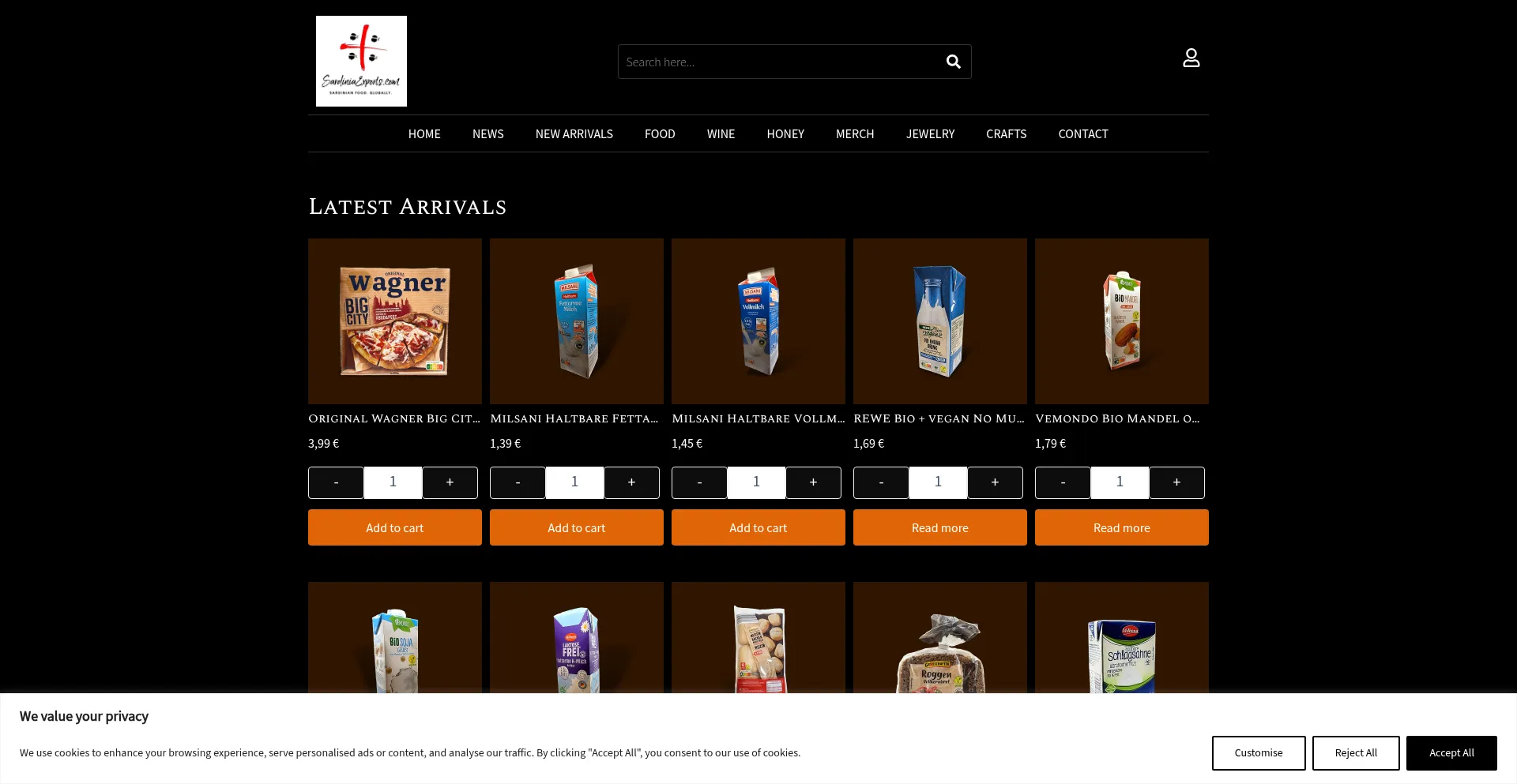 Website screenshot of Sardiniaexports.com