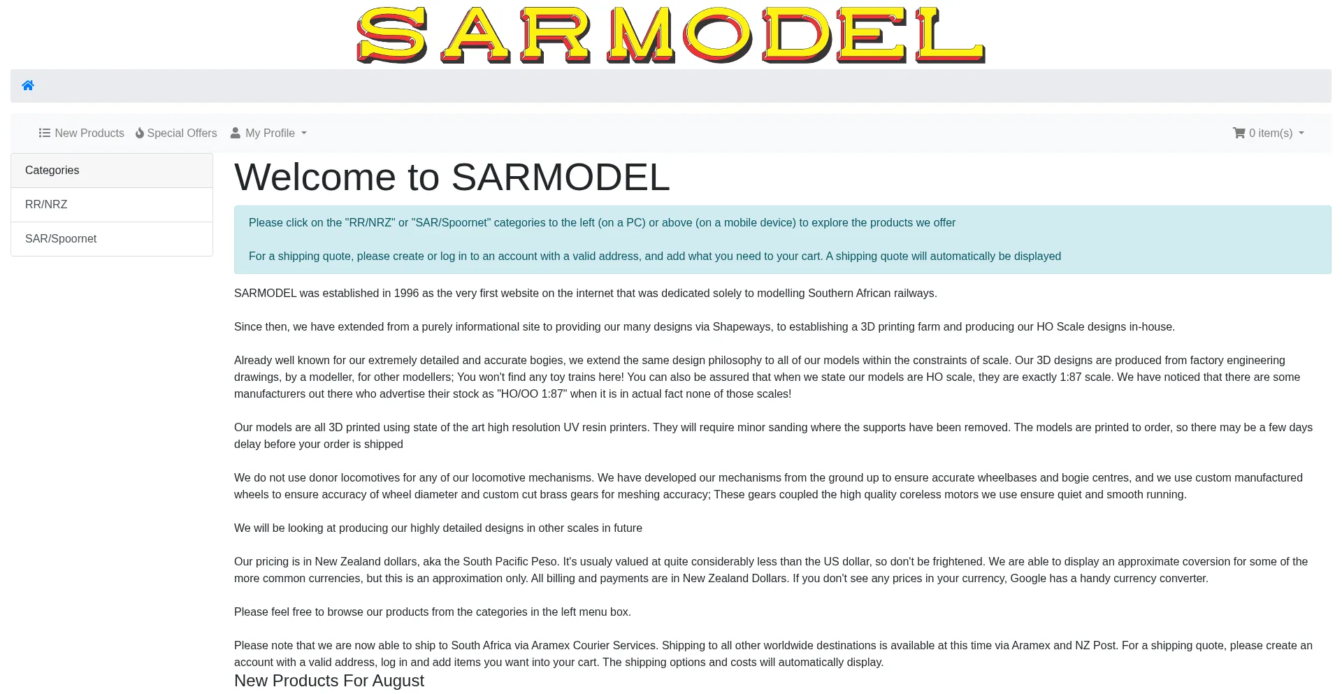 Website screenshot of Sarmodel.com