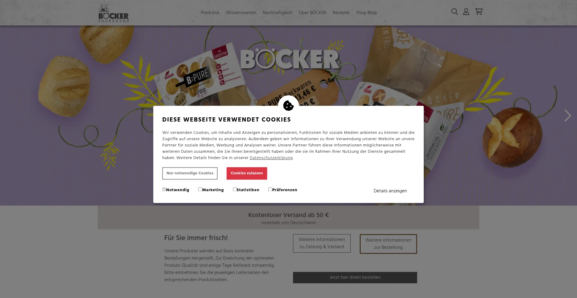Website screenshot of Sauerteig.shop