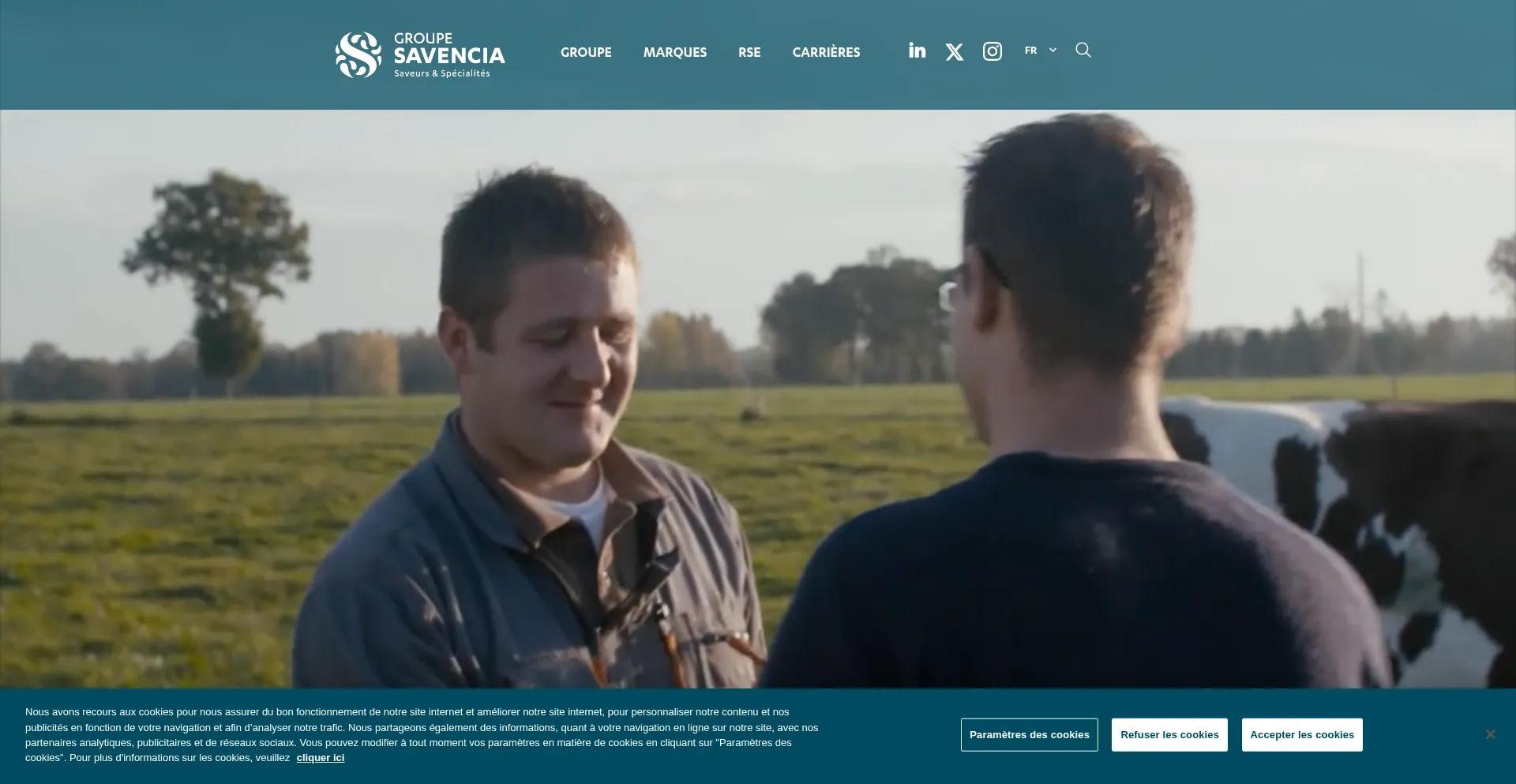 Website screenshot of Savencia.com