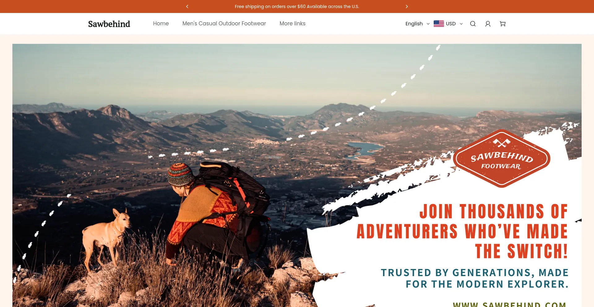 Website screenshot of Sawbehind.com