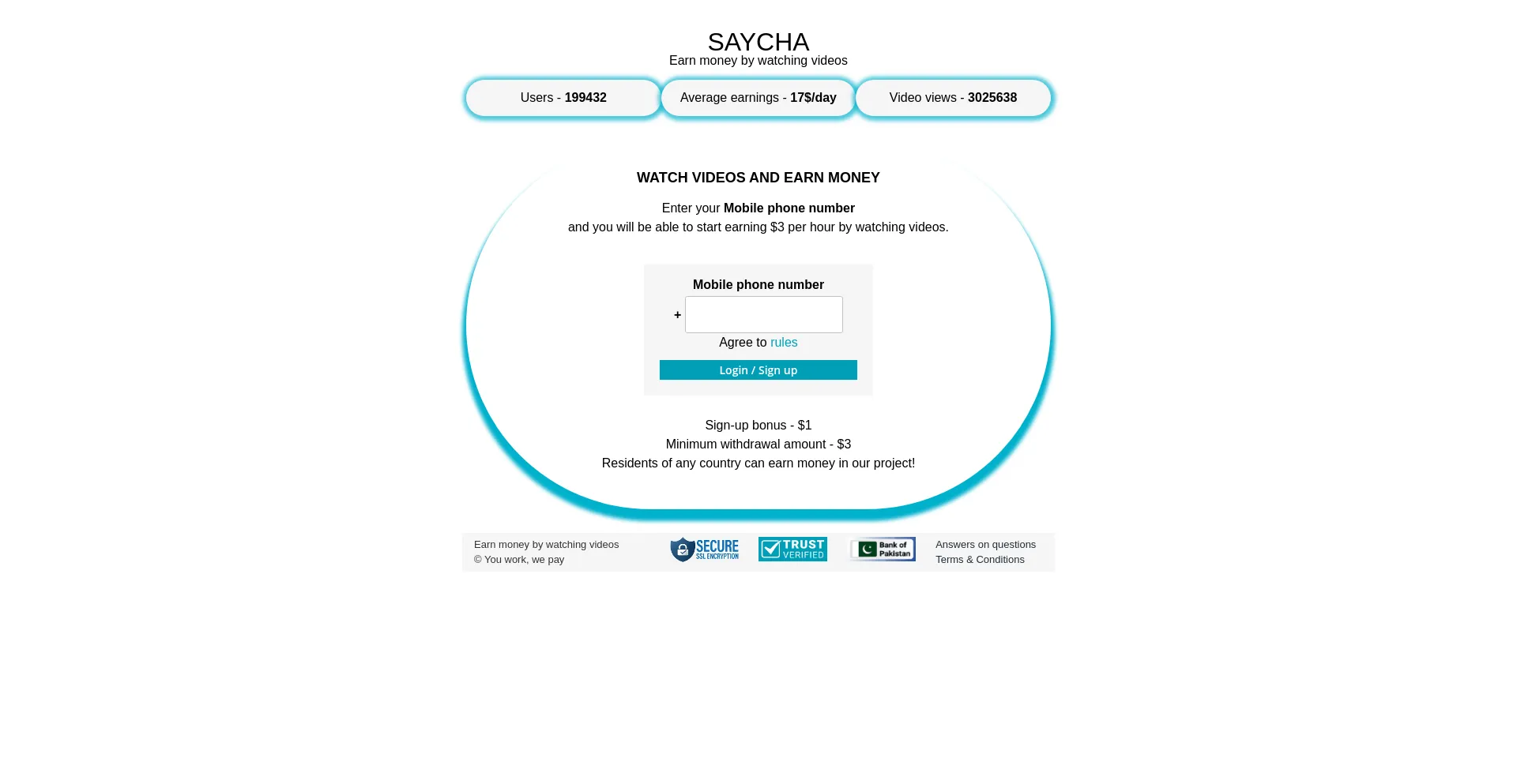 Website screenshot of Saycha.pw