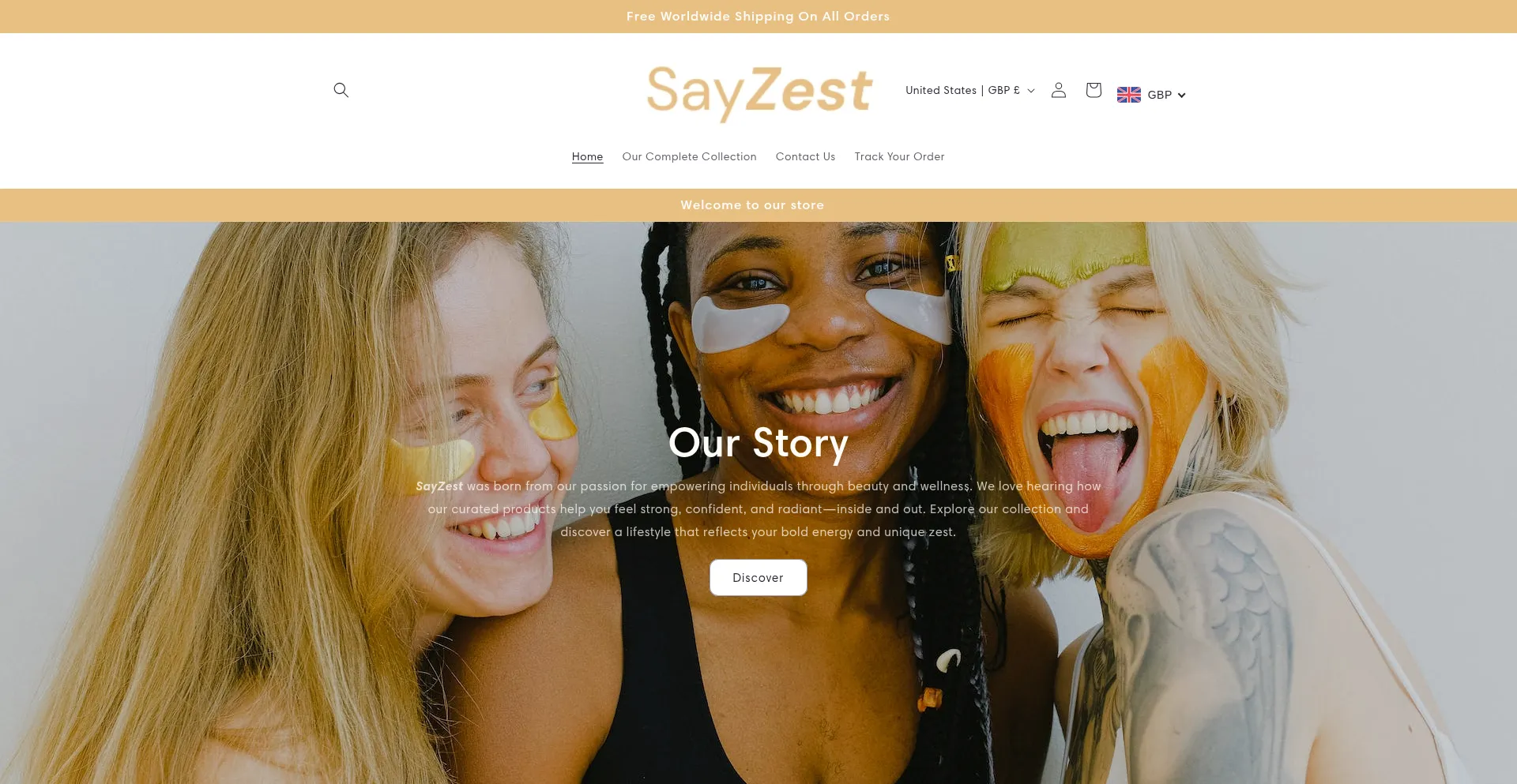 Website screenshot of Sayzest.com