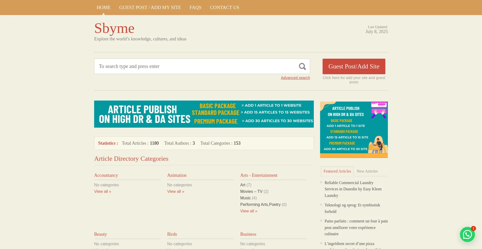 Website screenshot of Sbyme.com