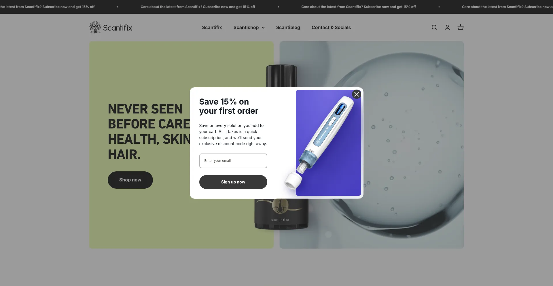 Website screenshot of Scantifix.com