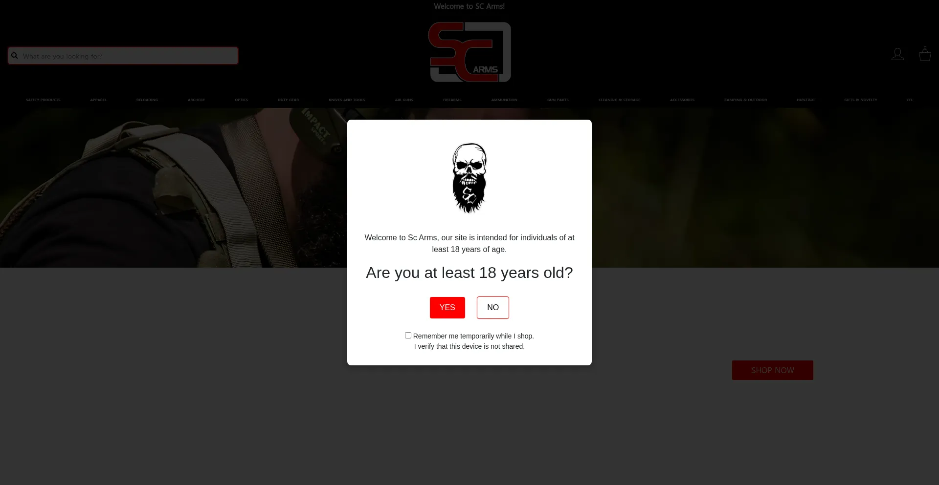 Website screenshot of Scarms.com