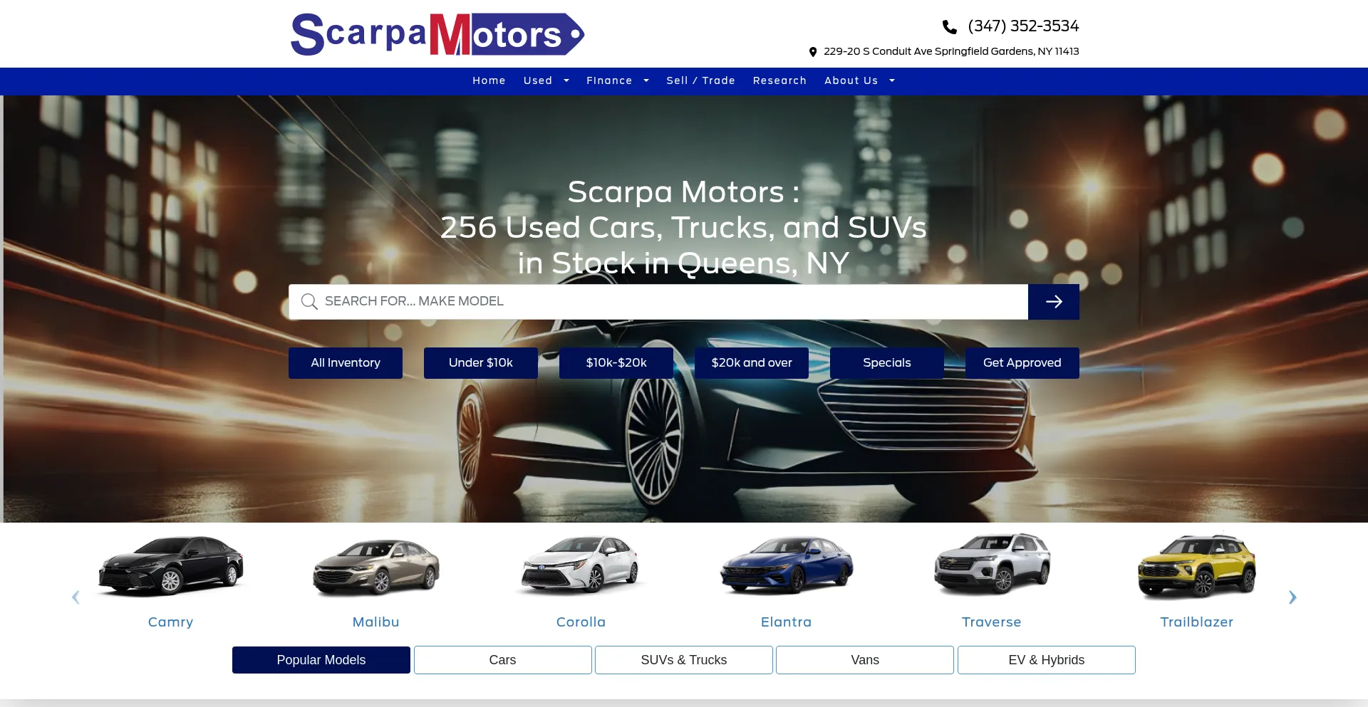 Website screenshot of Scarpamotors.com