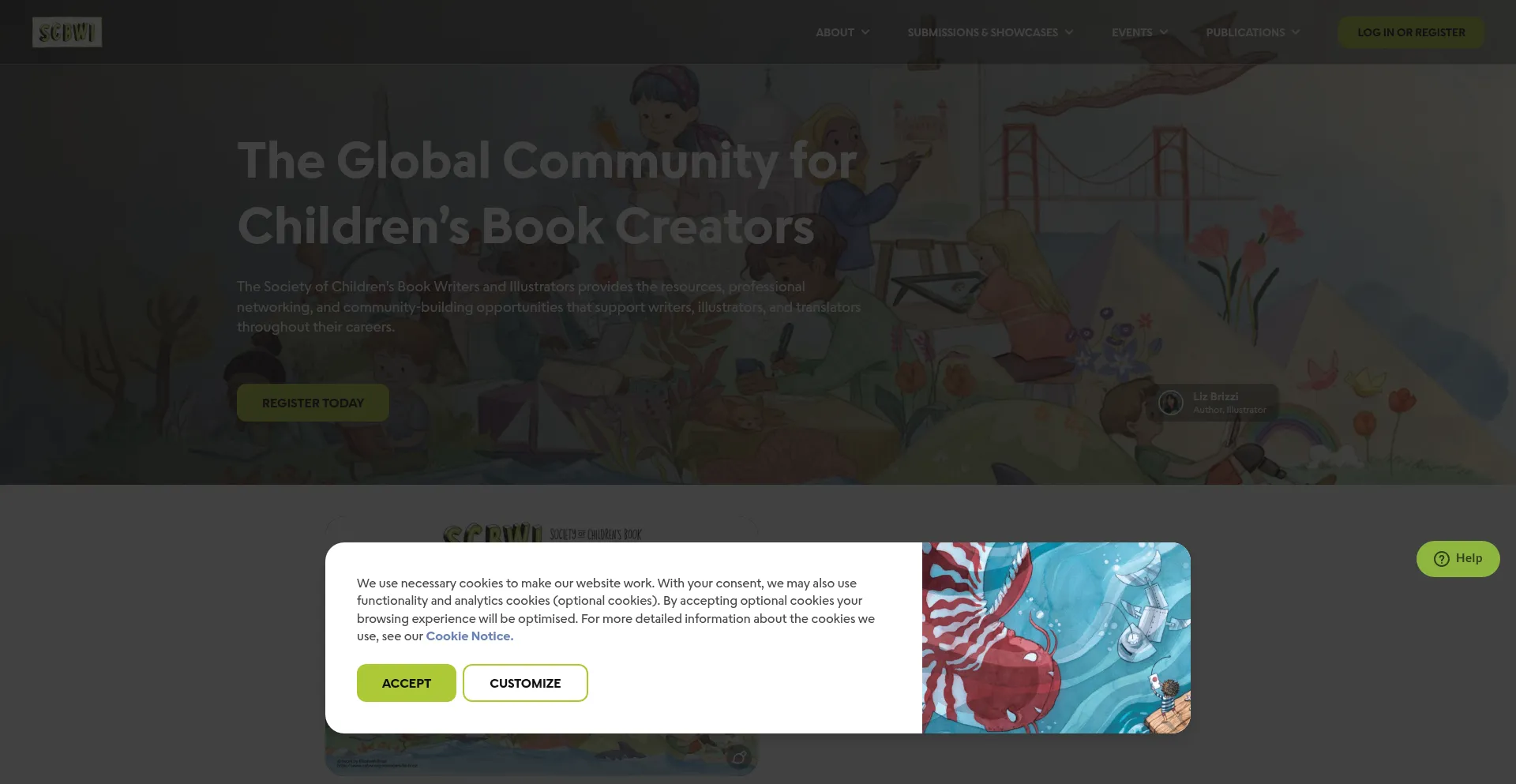 Website screenshot of Scbwi.org
