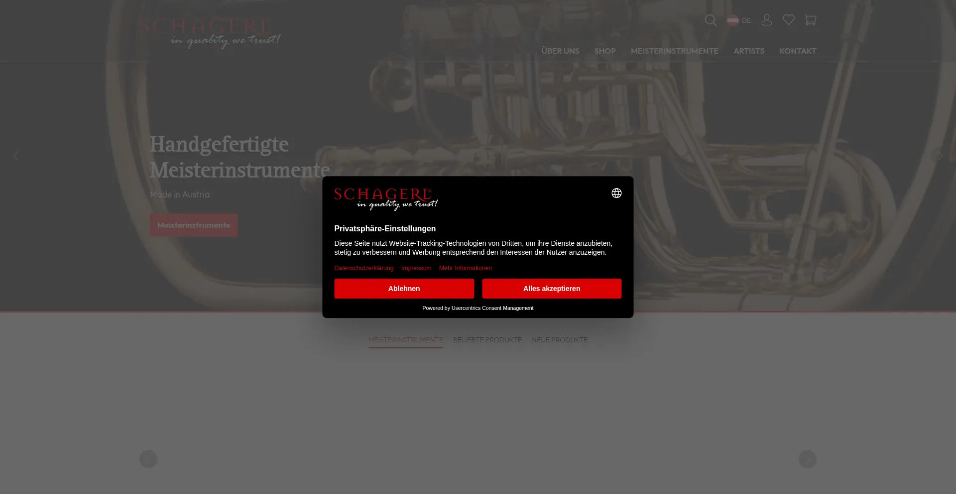 Website screenshot of Schagerl.com