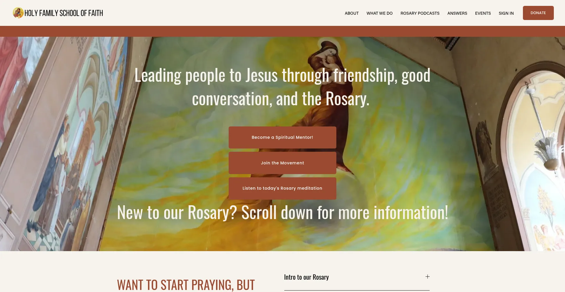 Website screenshot of Schooloffaith.com
