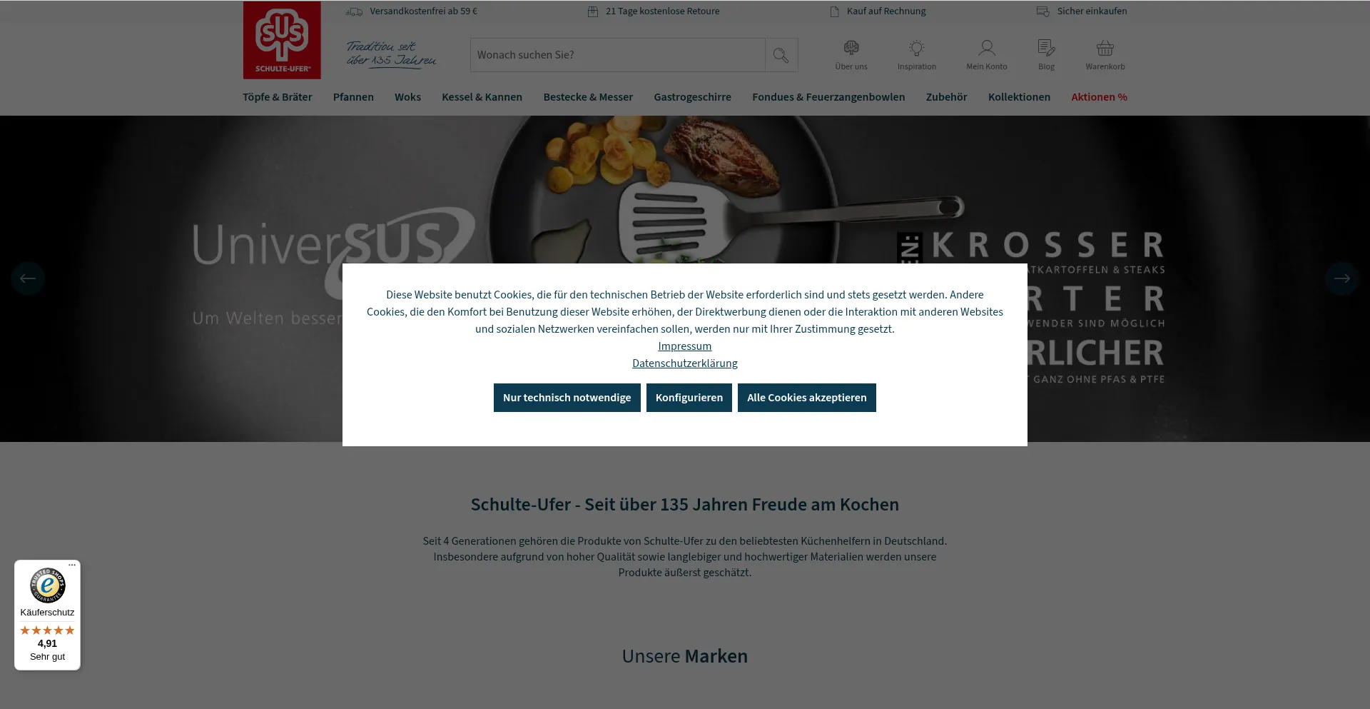 Website screenshot of Schulteufer.de