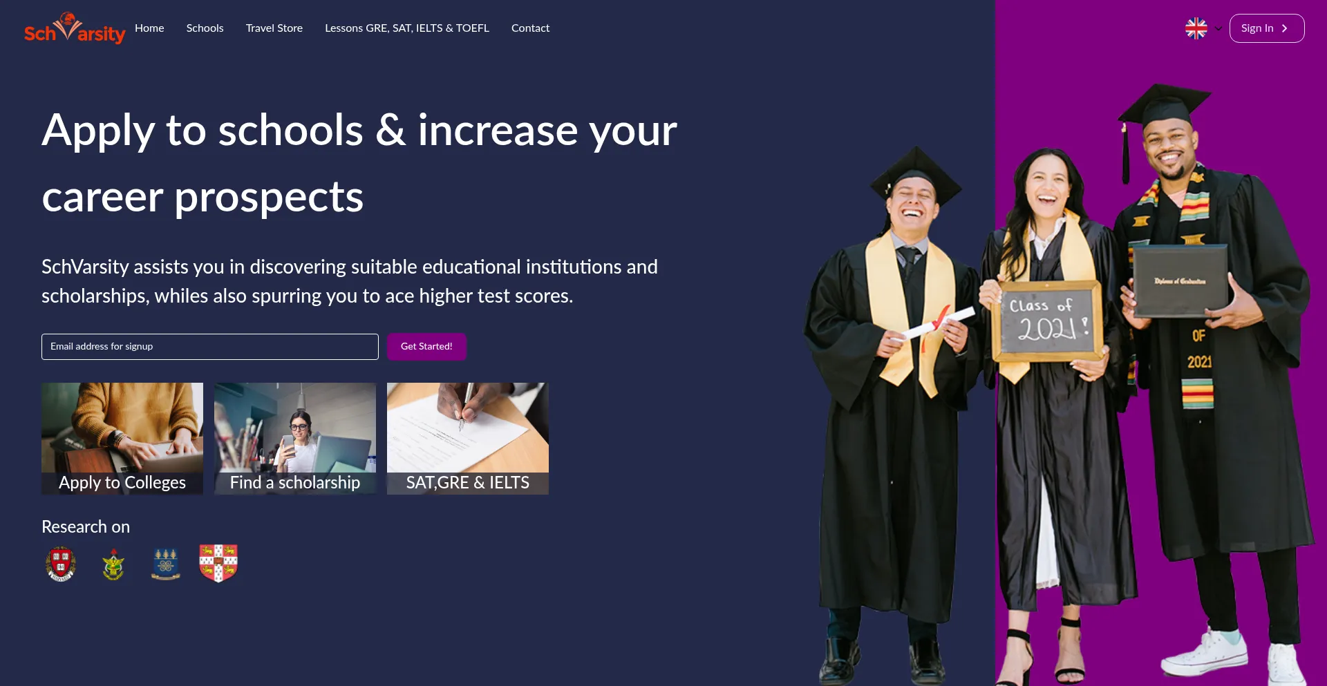 Website screenshot of Schvarsity.com