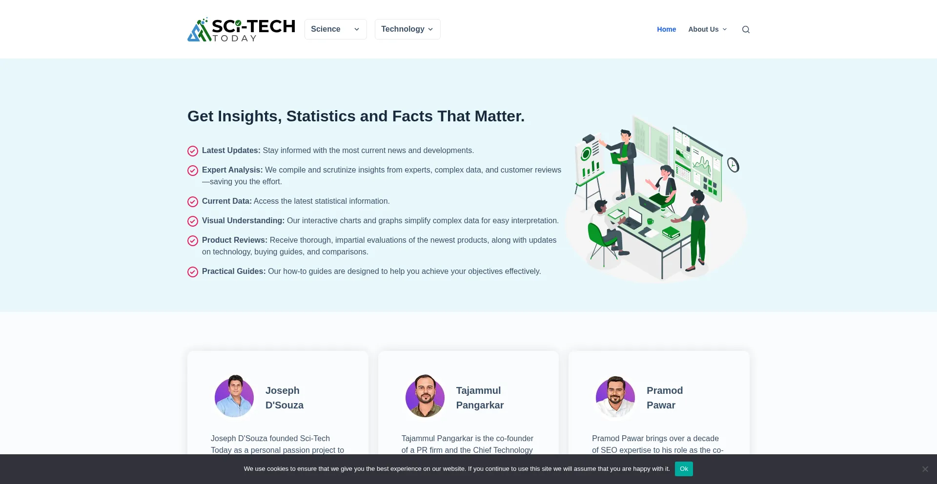 Website screenshot of Sci-tech-today.com