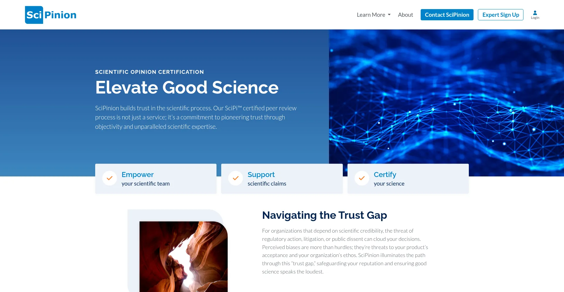 Website screenshot of Scipinion.com