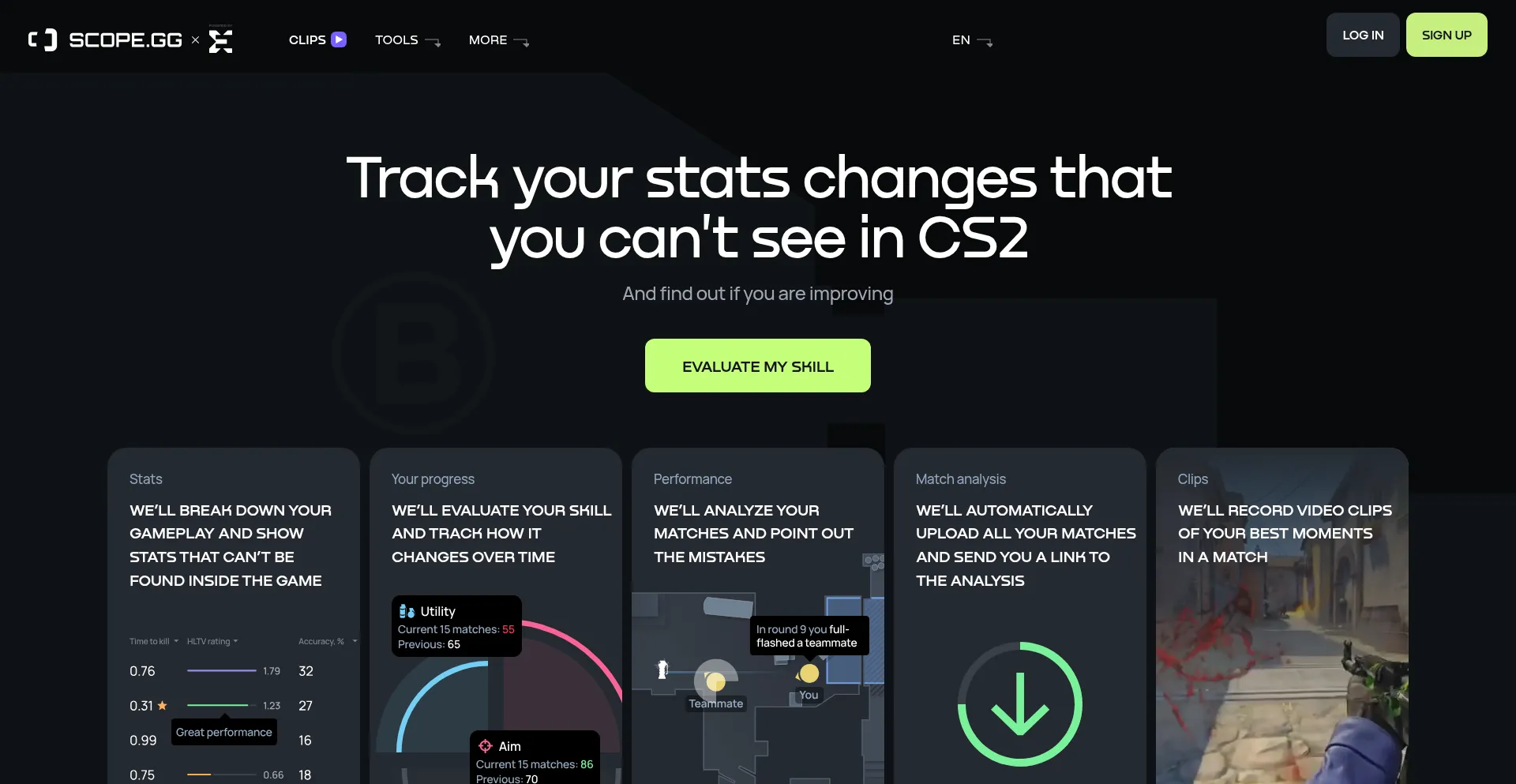 Website screenshot of Scope.gg