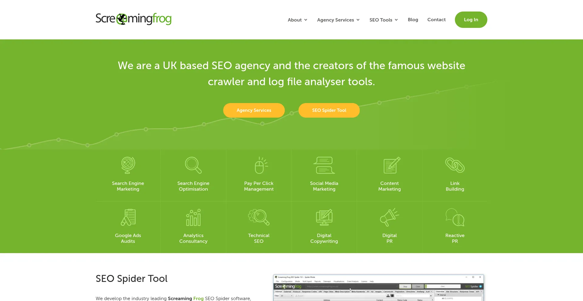 Website screenshot of Screamingfrog.co.uk
