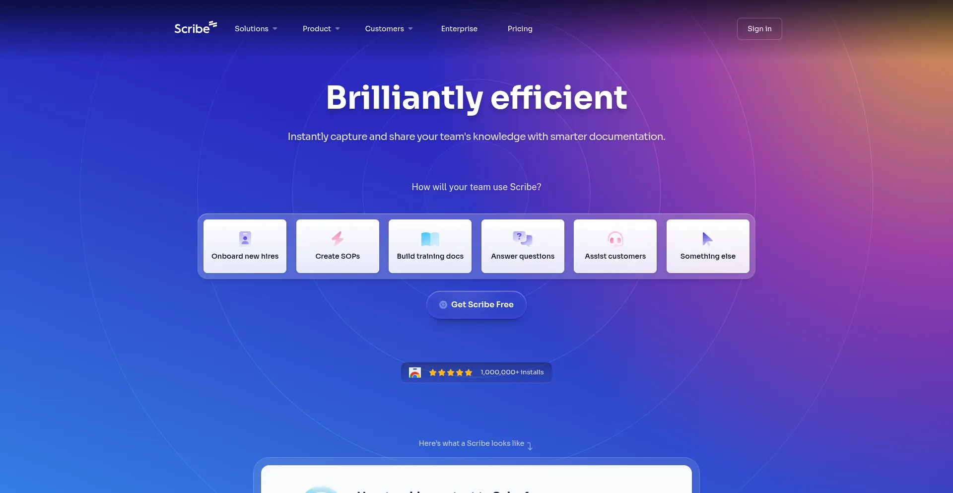 Website screenshot of Scribehow.com