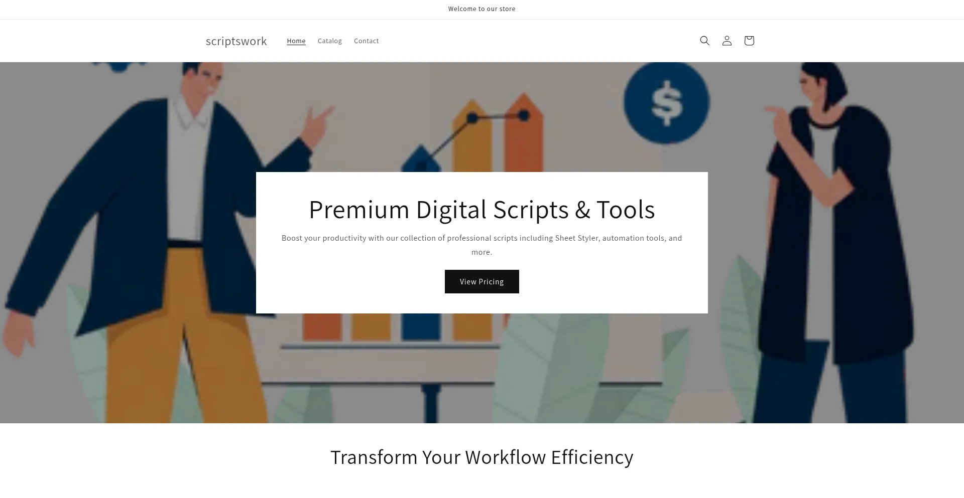 Website screenshot of Scriptswork.store