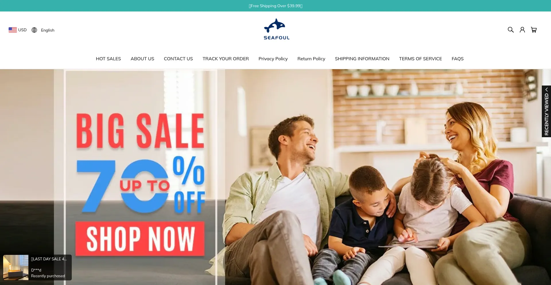 Website screenshot of Seafoul.com