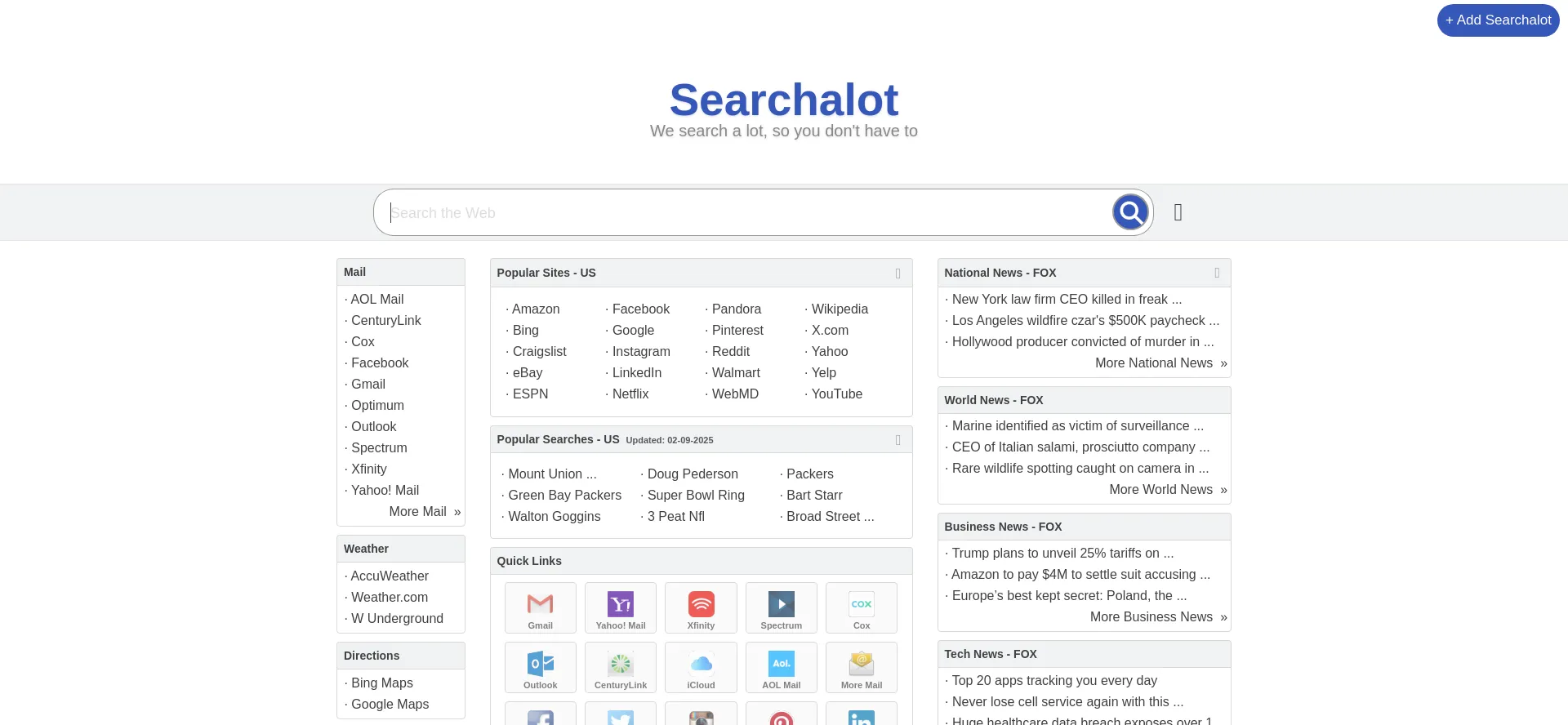 Website screenshot of Searchalot.com