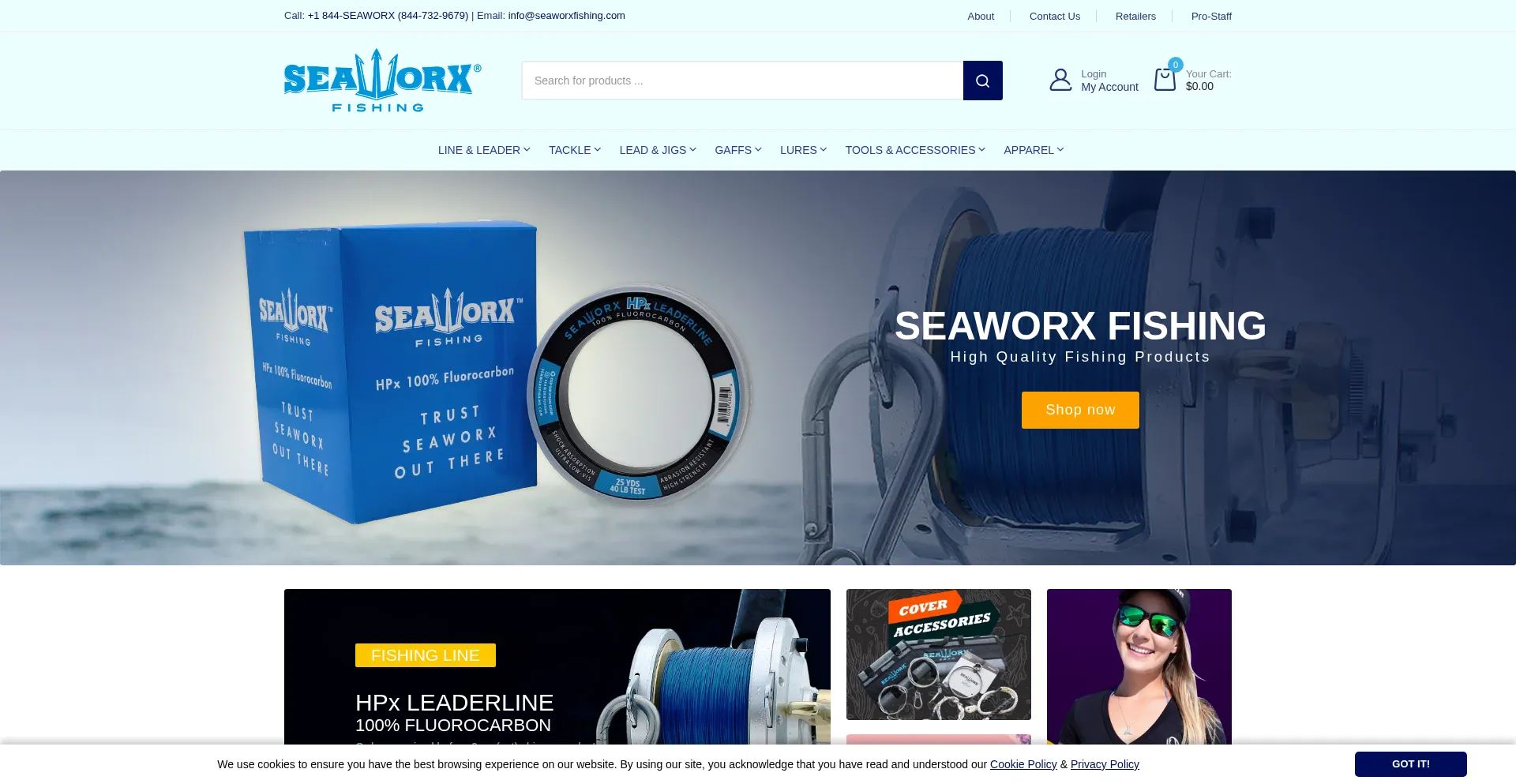 Website screenshot of Seaworxfishing.com