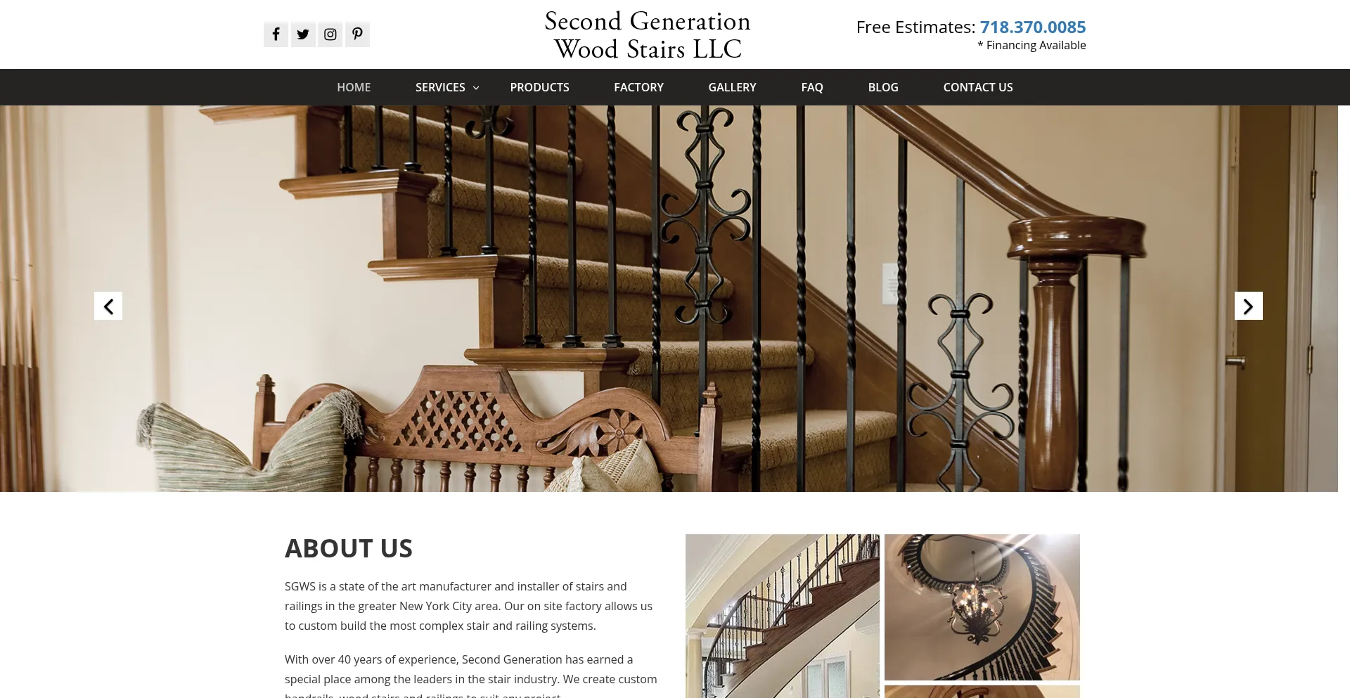 Website screenshot of Secondgenerationstairs.com