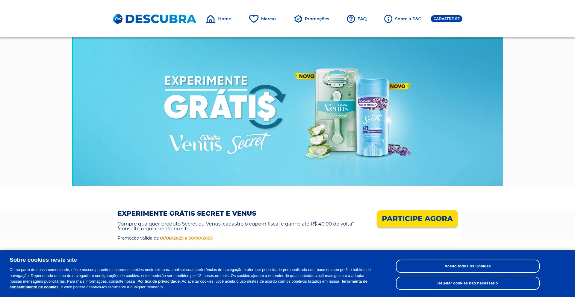 Website screenshot of Secretvenusgratis.com.br