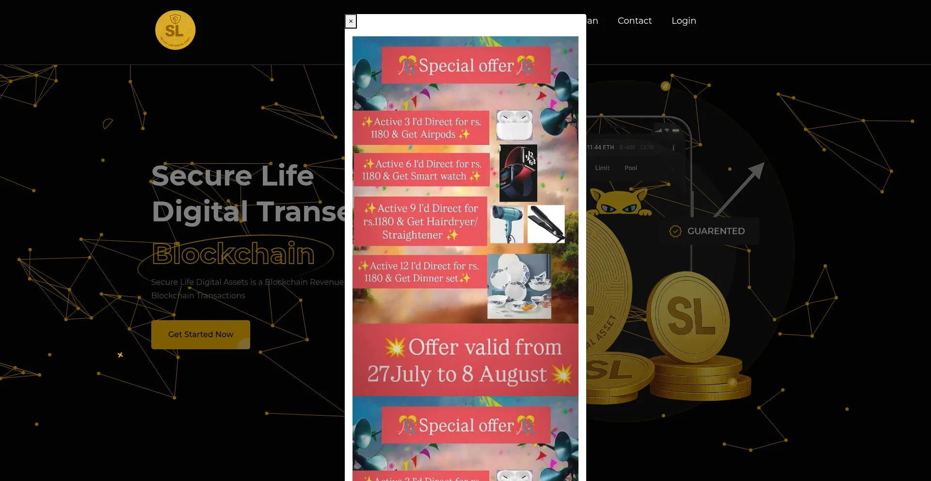 Website screenshot of Securelifedigitalassets.com