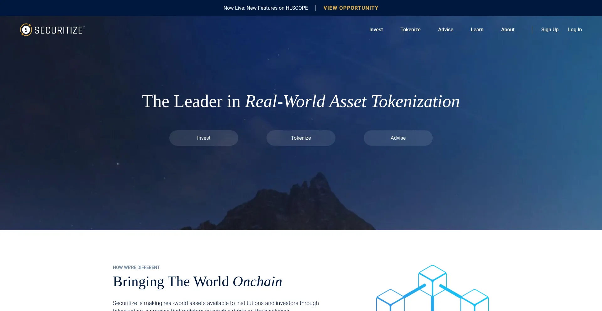 Website screenshot of Securitize.io