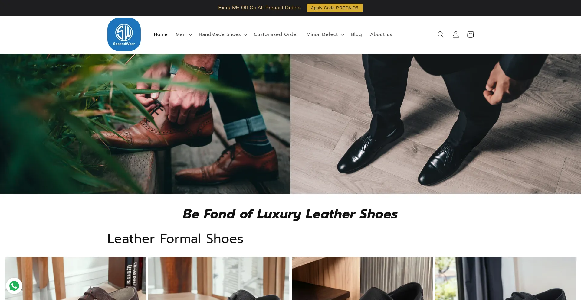 Website screenshot of Seeandwear.com