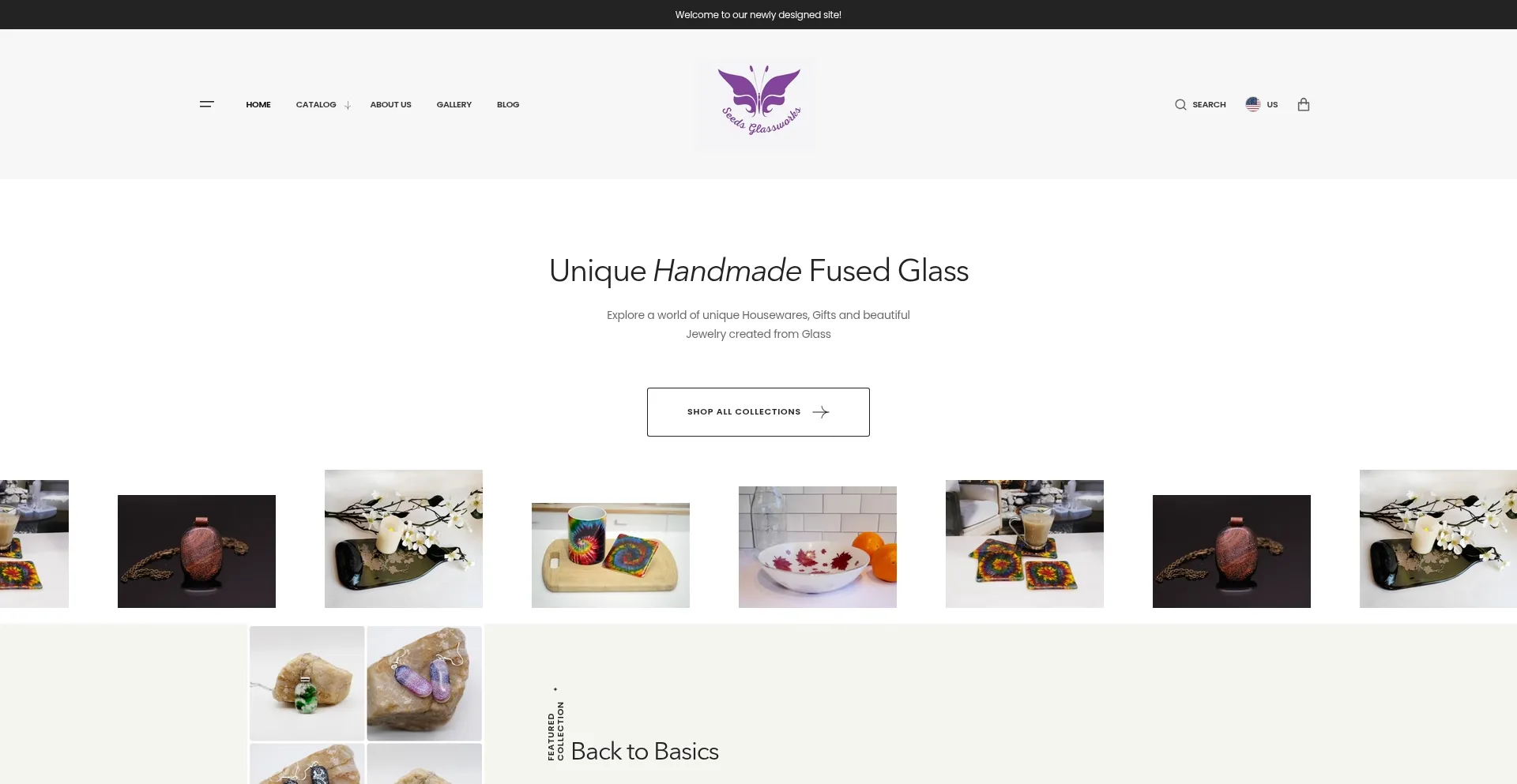 Website screenshot of Seedsglassworks.com