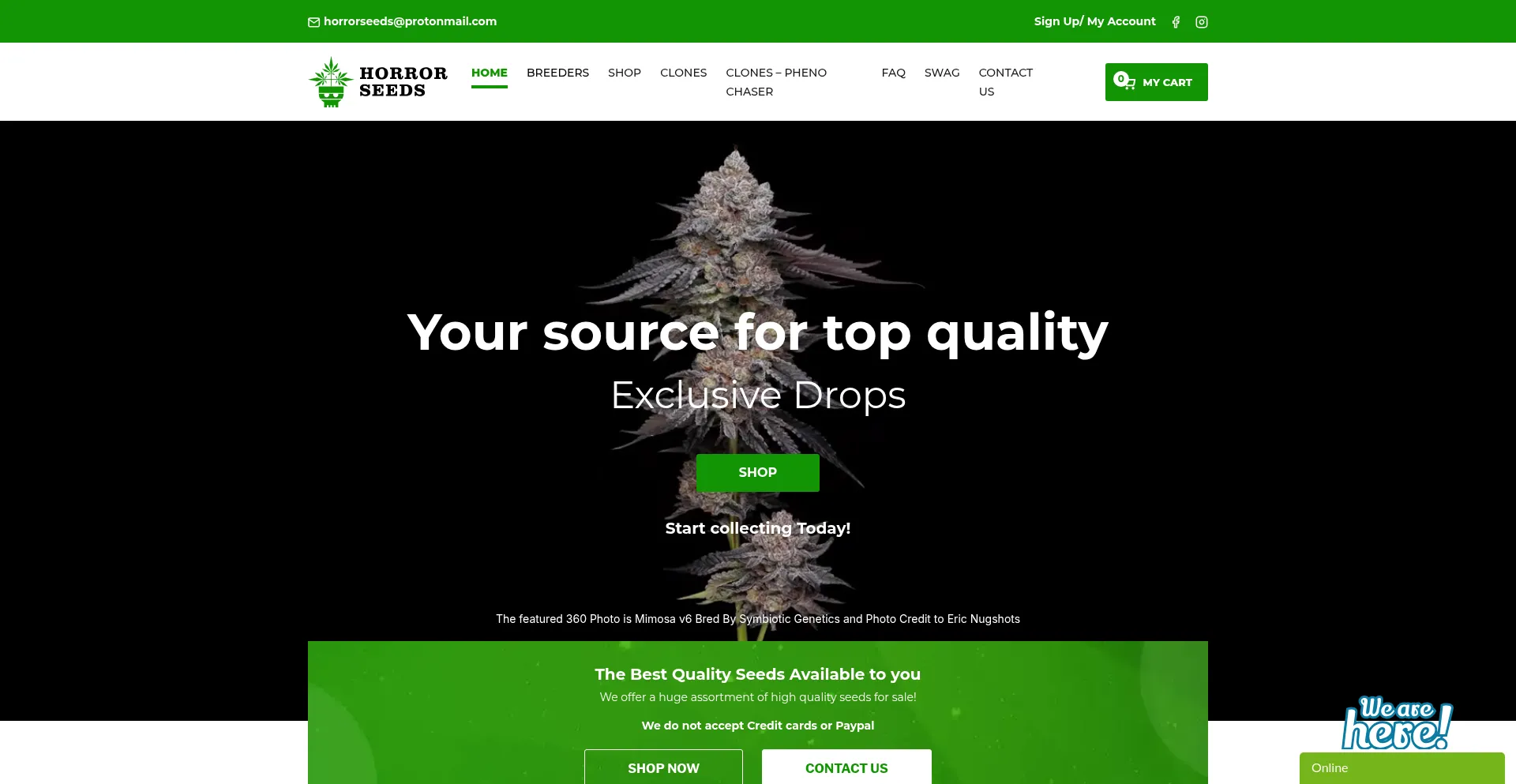 Website screenshot of Seedsofhorror.com
