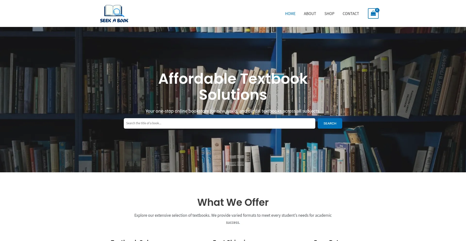 Website screenshot of Seekabook.com