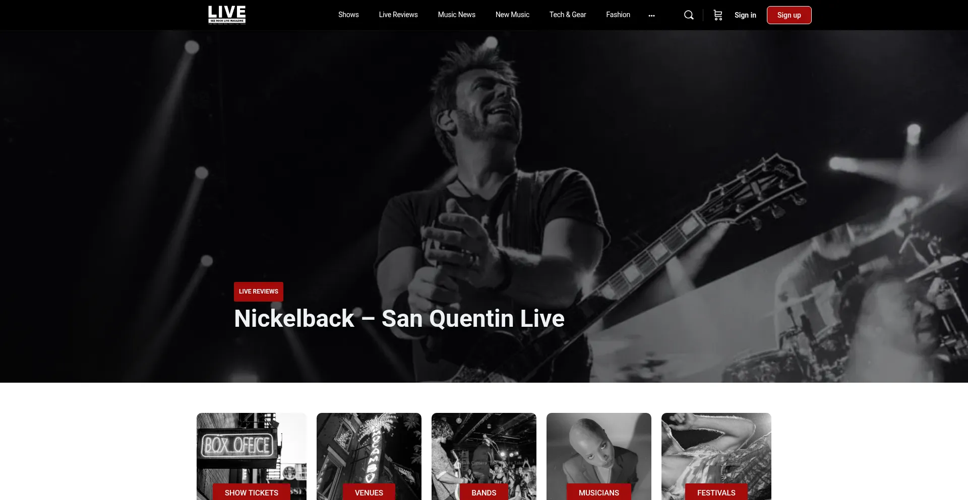 Website screenshot of Seerocklive.com