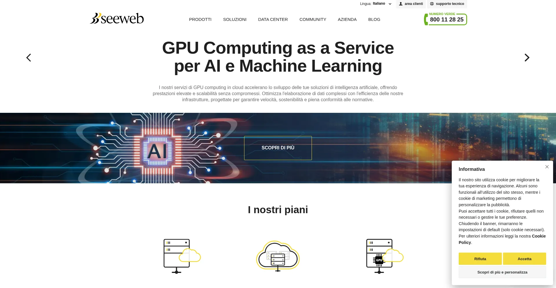 Website screenshot of Seeweb.it