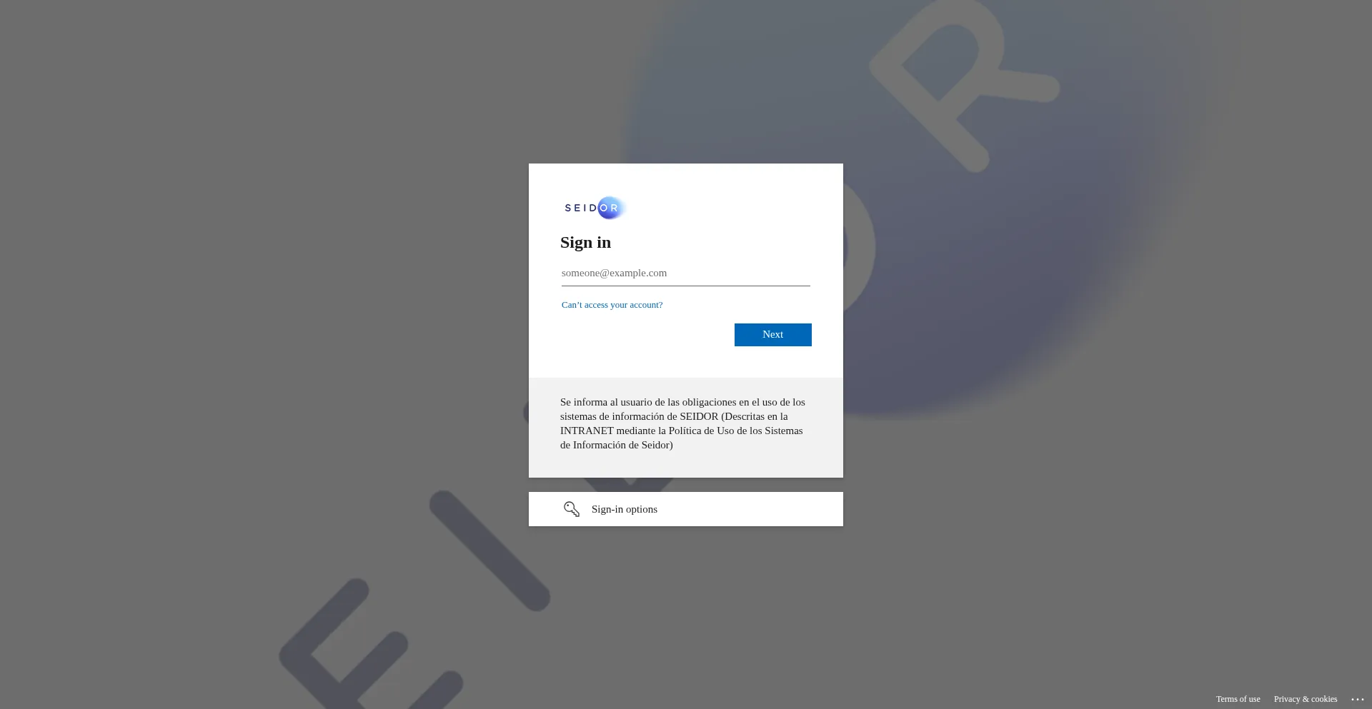 Website screenshot of Seidor-my.sharepoint.com