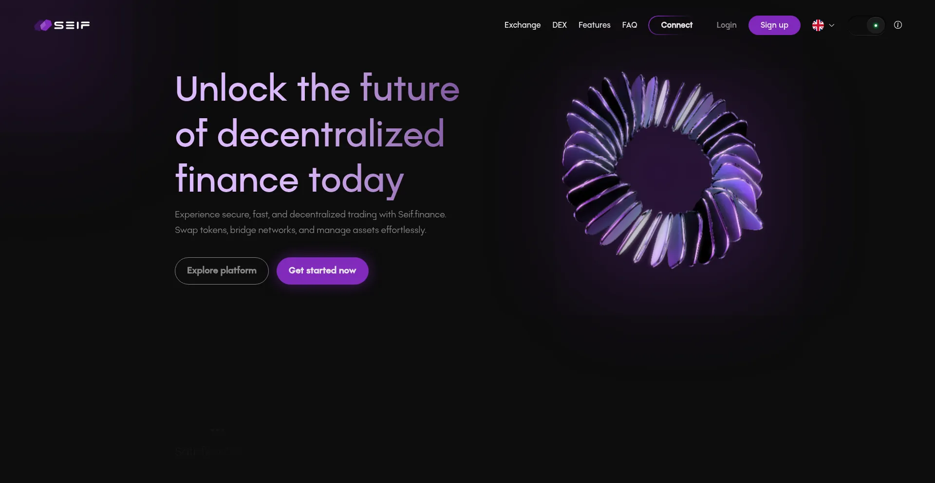 Website screenshot of Seif.finance
