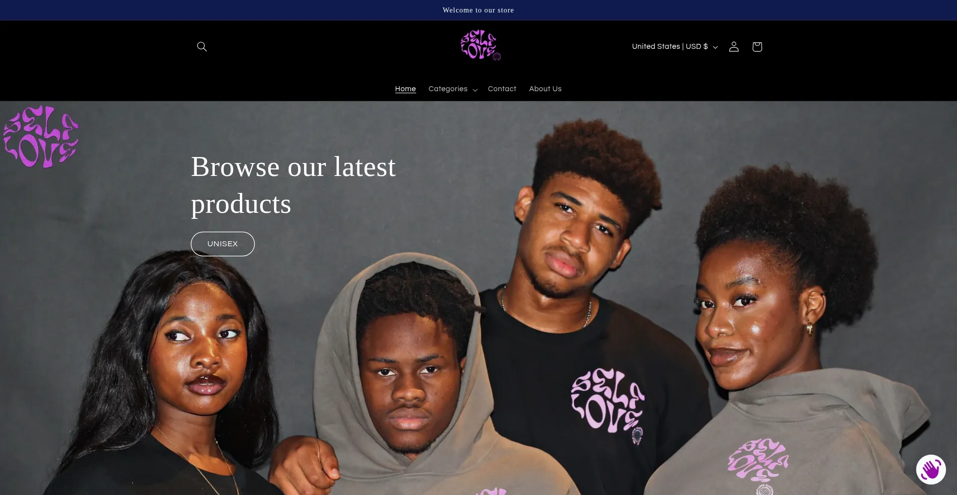 Website screenshot of Self-love.shop