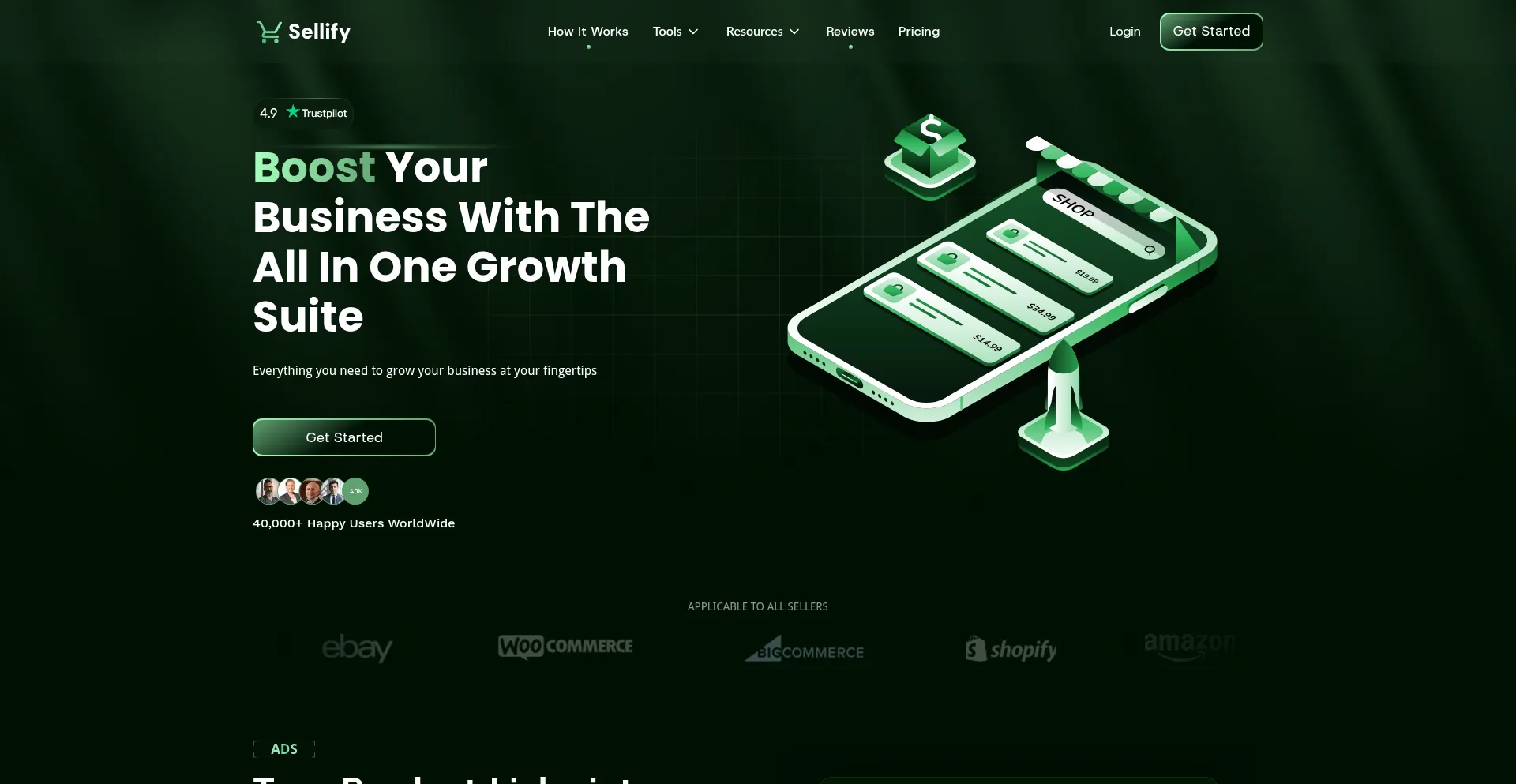 Website screenshot of Sellify.gg