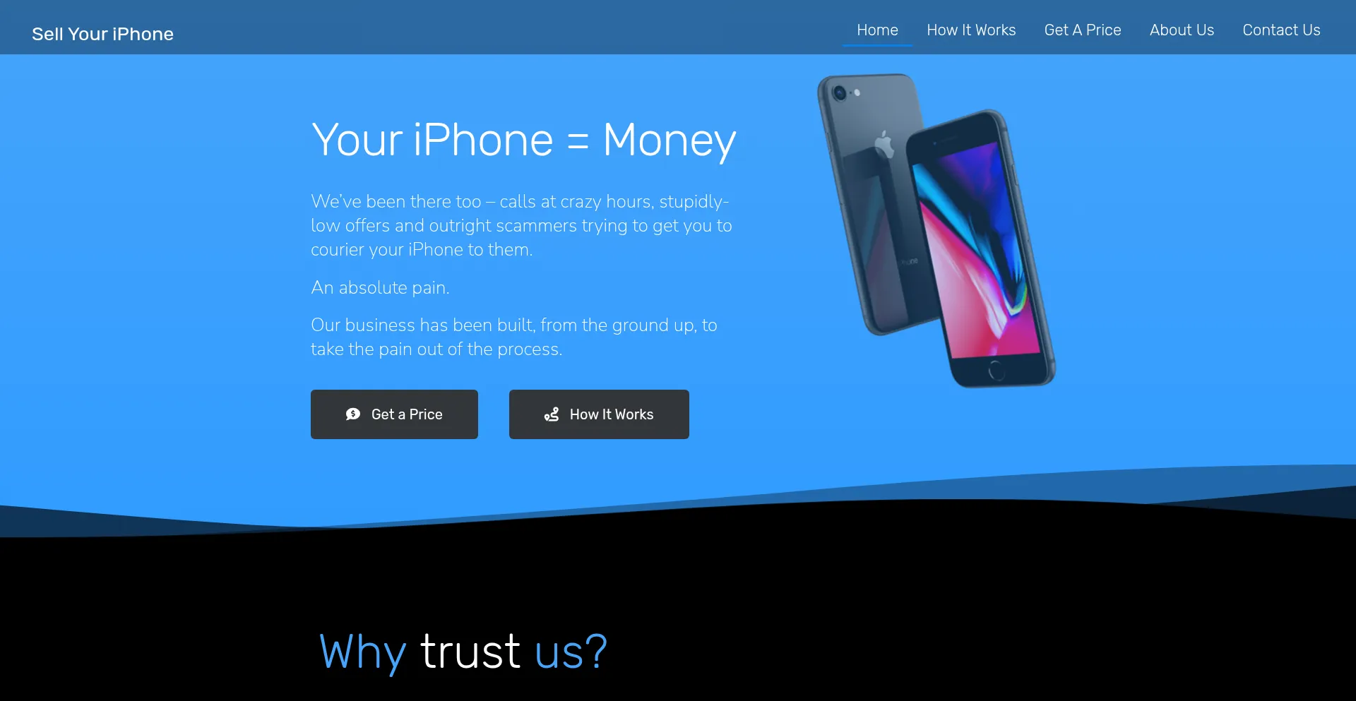 Website screenshot of Sellyouriphone.co.za