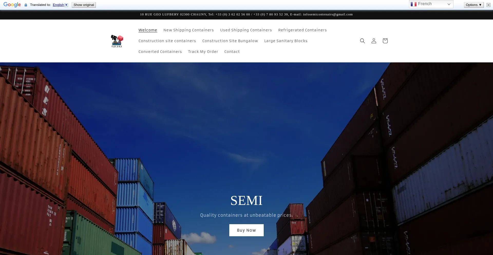 Website screenshot of Semicontainers.com