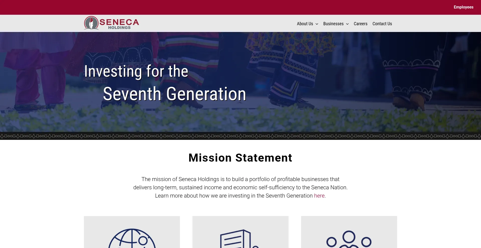 Website screenshot of Senecaholdings.com