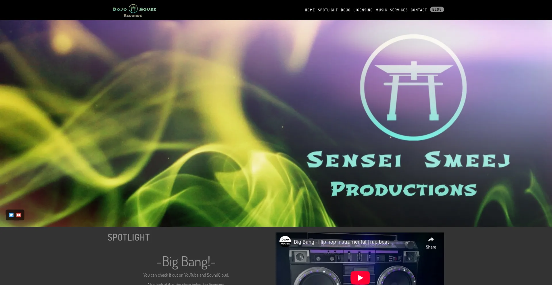 Website screenshot of Senseismeejproductions.com