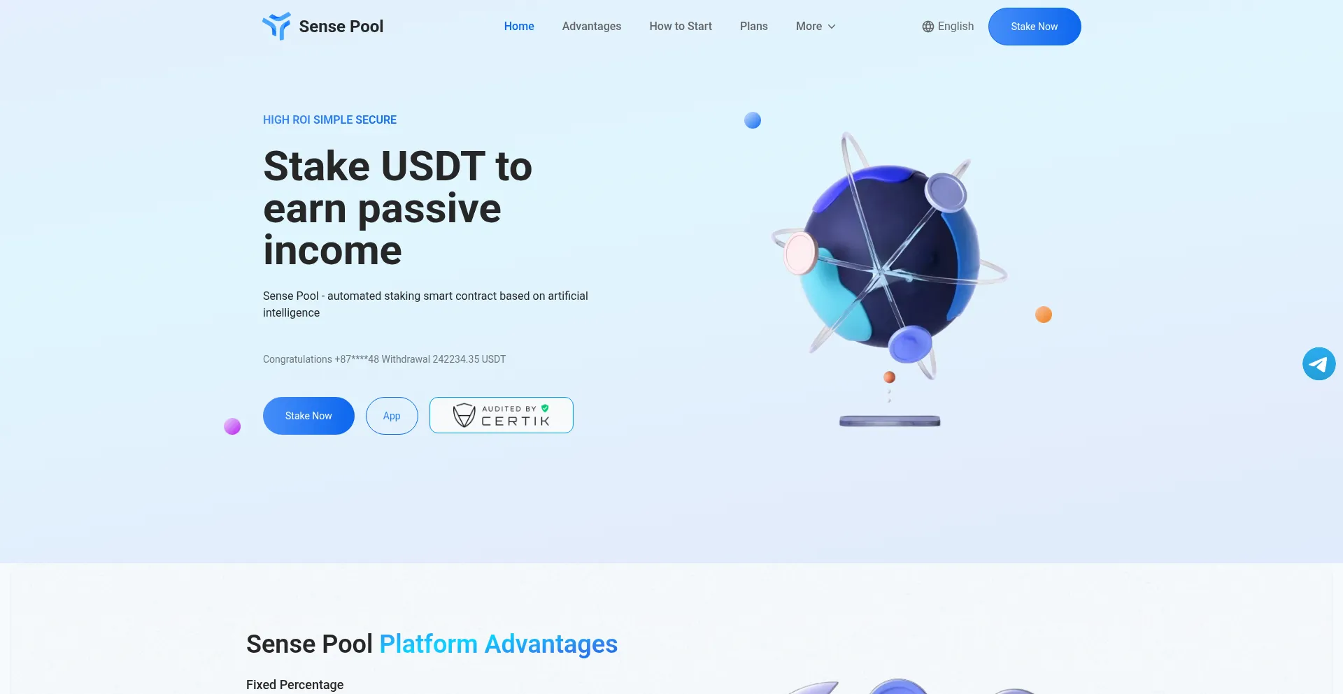 Website screenshot of Sensetoken.vip