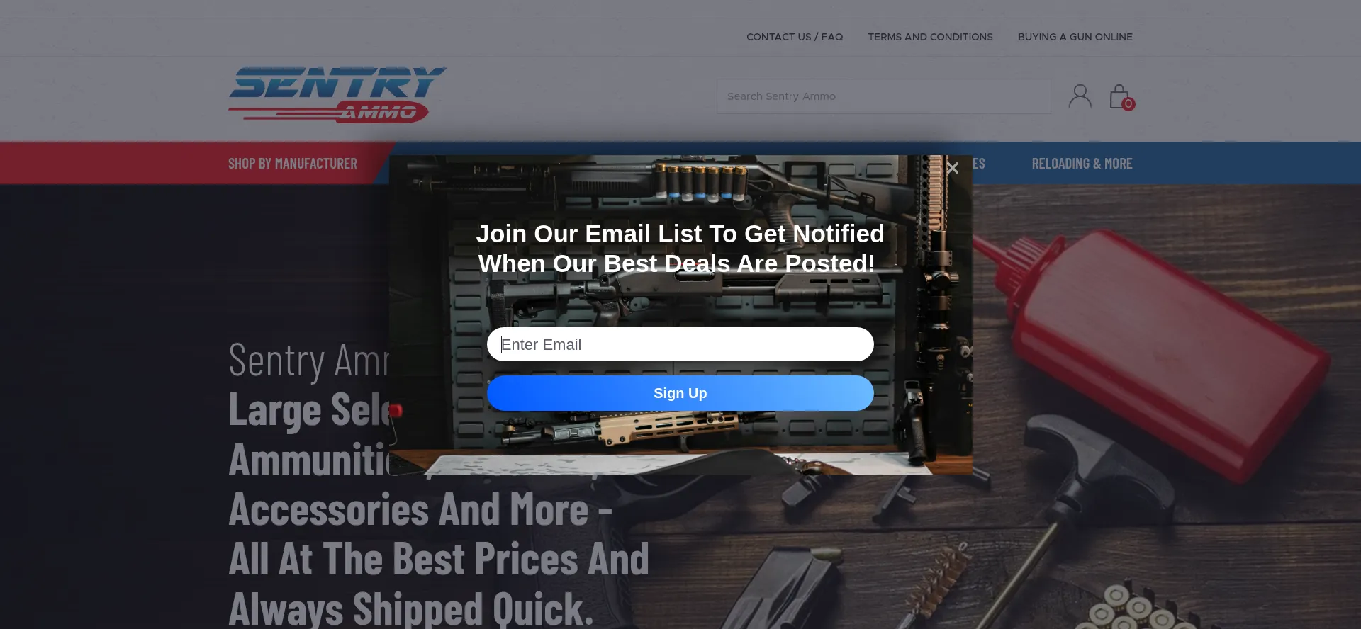 Website screenshot of Sentryammo.com