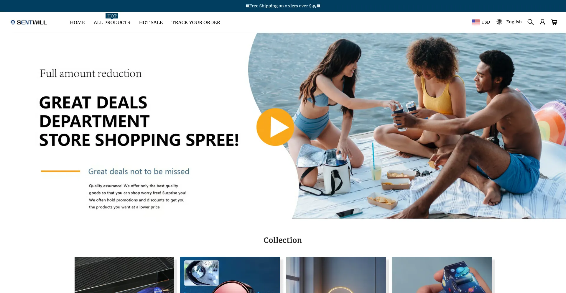 Website screenshot of Sentwill.com
