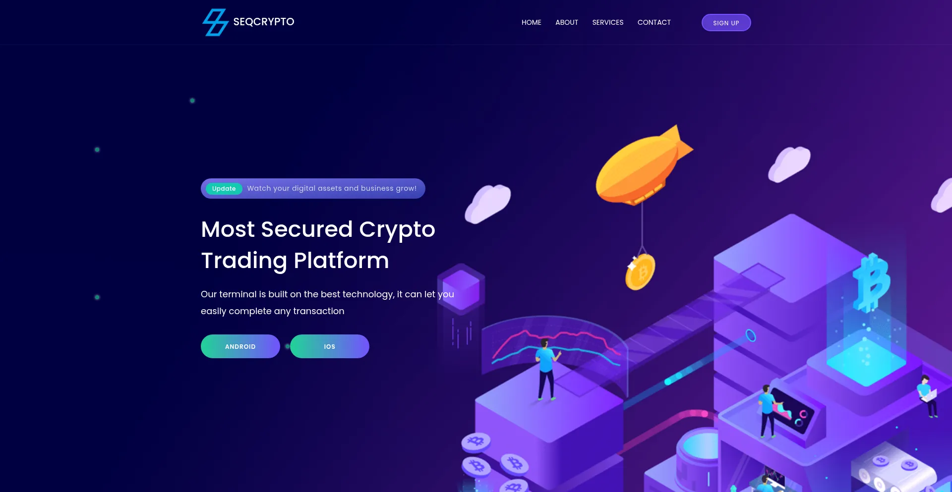 Website screenshot of Seqcrypto.com
